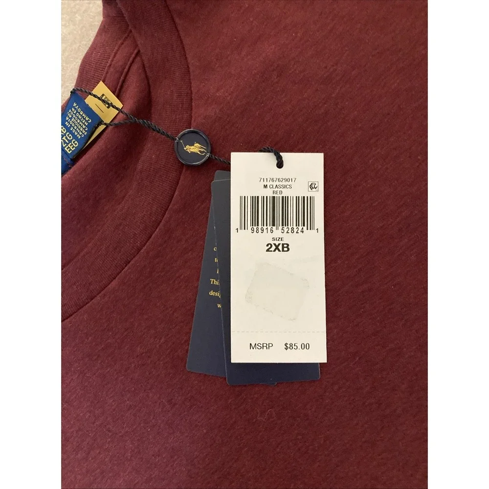 Polo Ralph Lauren Classic Long Sleeve T-Shirt Men's Sz 2XB New Red Wine $85
